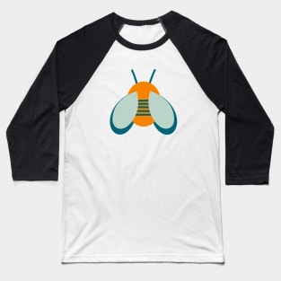 Lucky Bee - Cute Retro Bee in Orange and Aqua Baseball T-Shirt